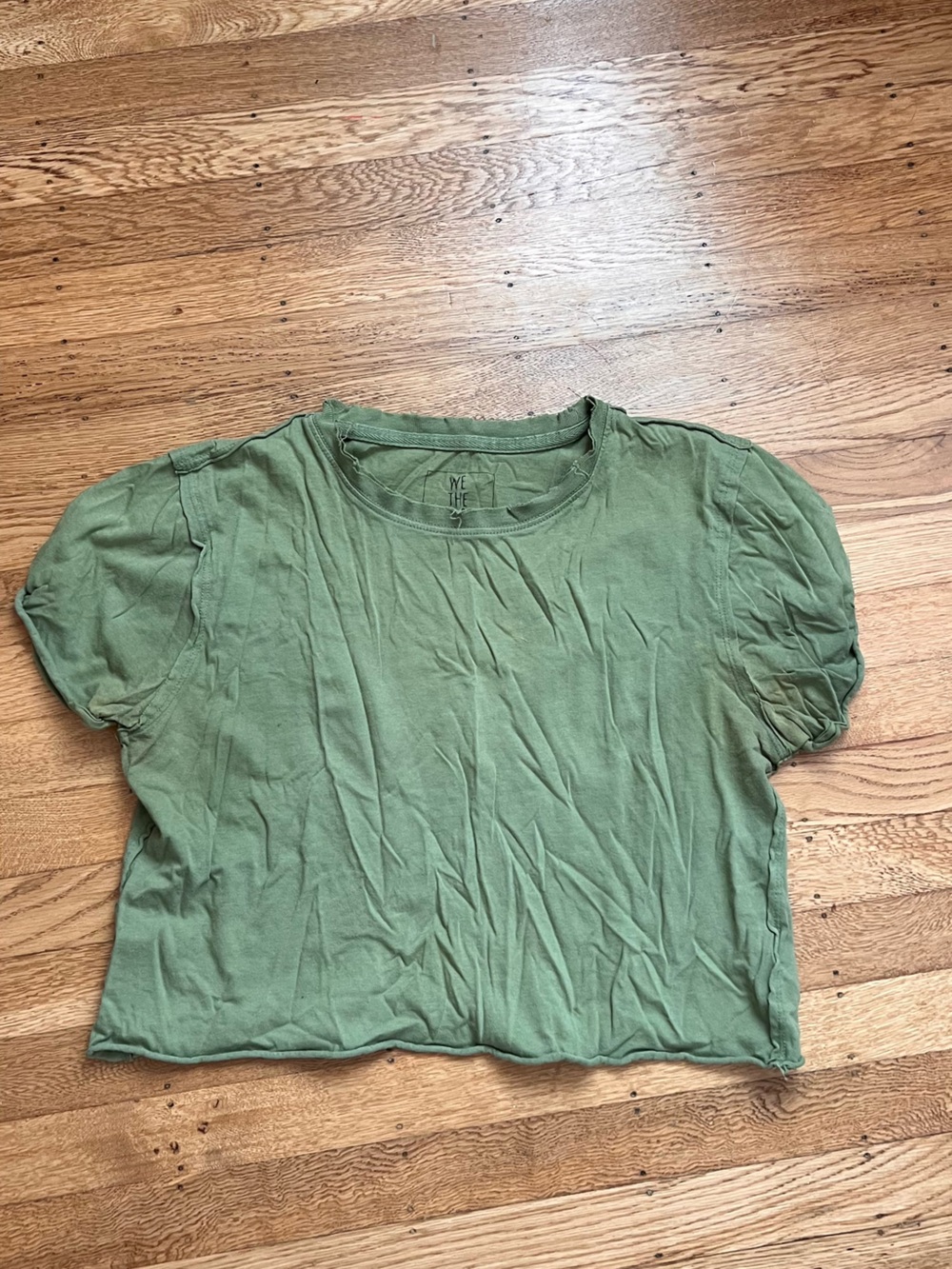 Free People Olive Green Short Sleeve Crew Tee